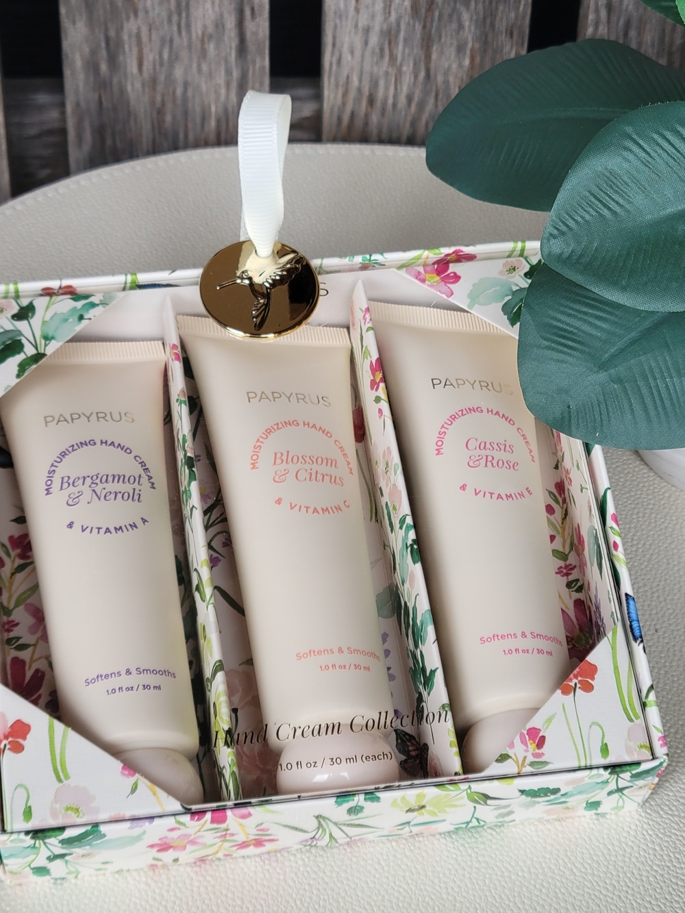 Papyrus Floral Hand Cream Trio- Bergamot & Neroli, Blossom  Citrus, Cassis Rose